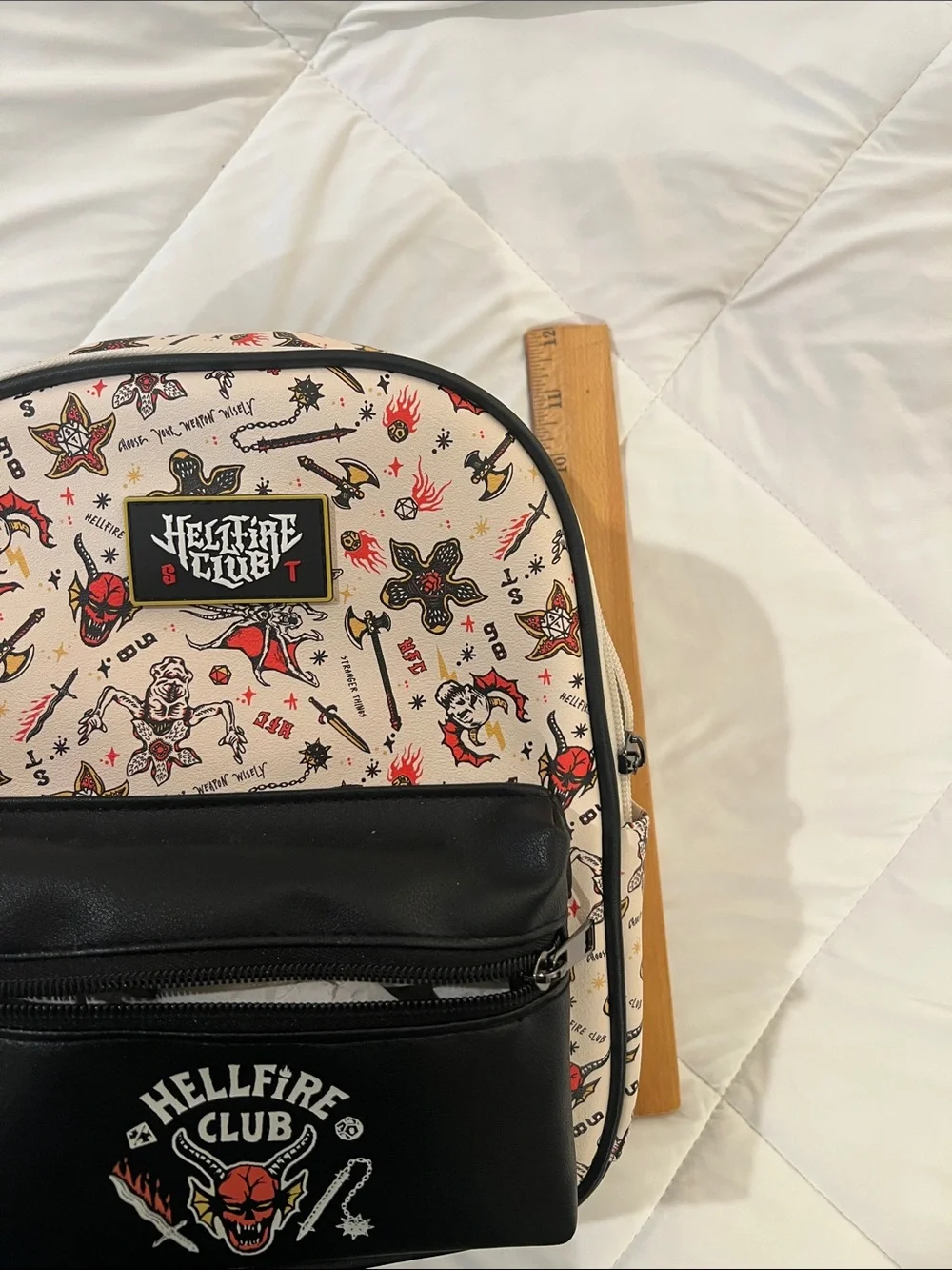 Stranger Things Hellfire Club Cream & Black Mini Backpack NWT